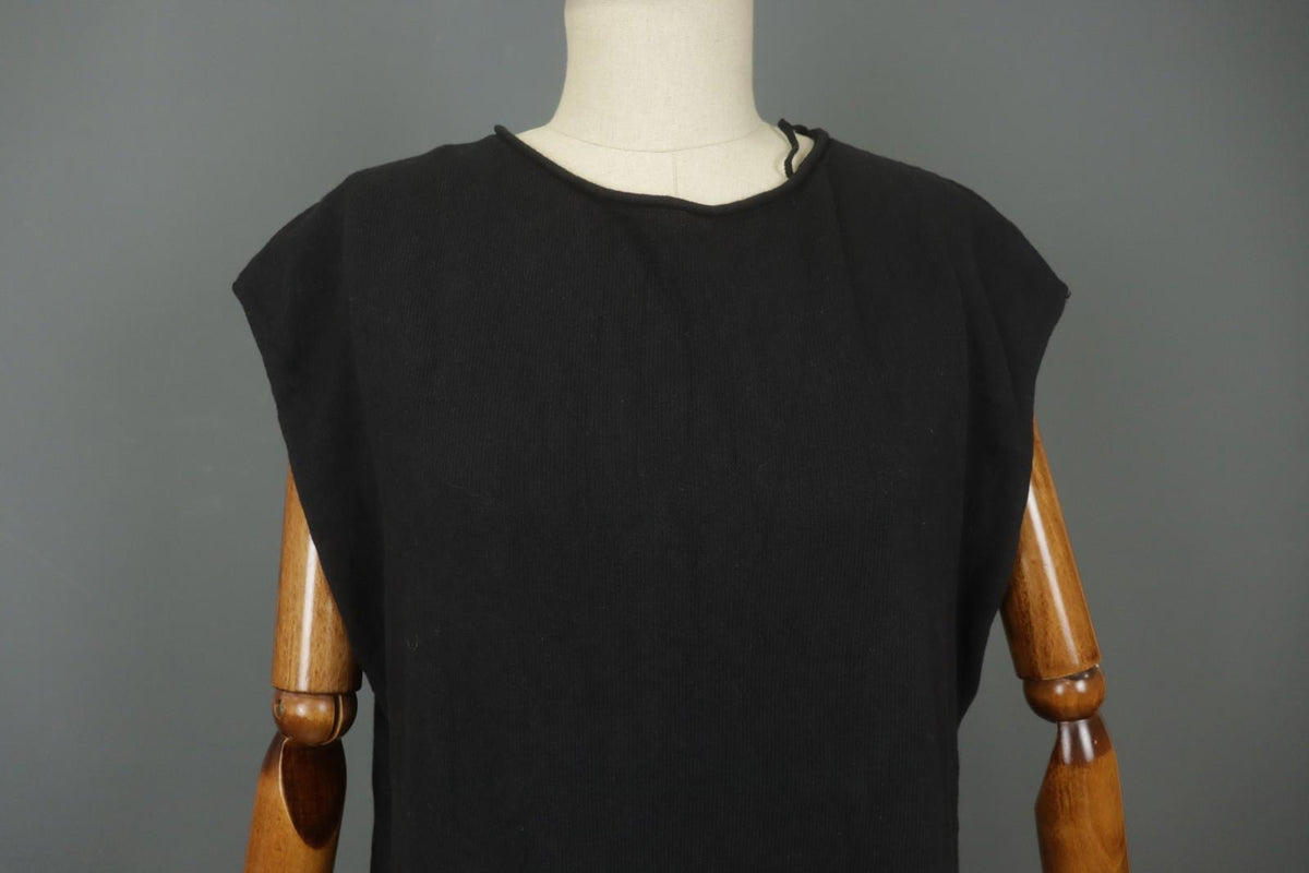 GUDRUN SJODEN Black 100% Cotton Cap Sleeve Crew Neck Pullover Shift Dress – Size M