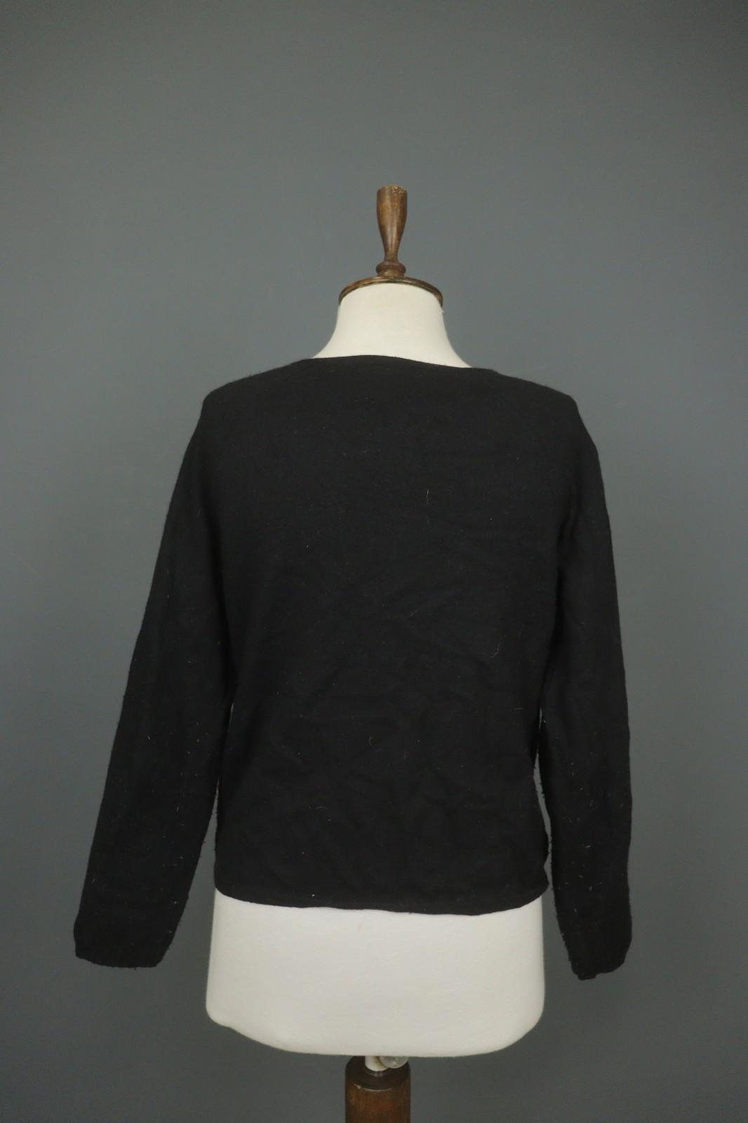 GUDRUN SJODEN Black 100% Wool Long Sleeve Button Front Cardigan Sweater – Size L