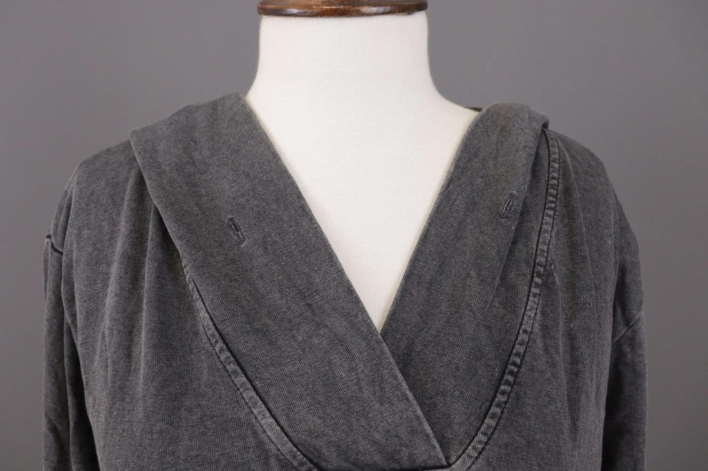 RUNDHOLZ Maxi Dress Gray Acrylic Hooded Ribbed Cuff & Hem Pouch Pocket – Size M