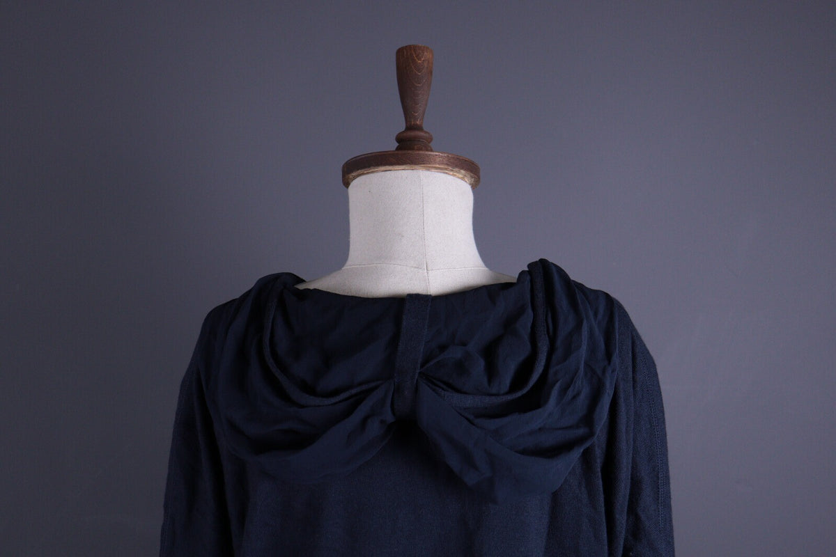 Annette Gortz Dark Blue Wool Hooded Oversized Sweater – Size M