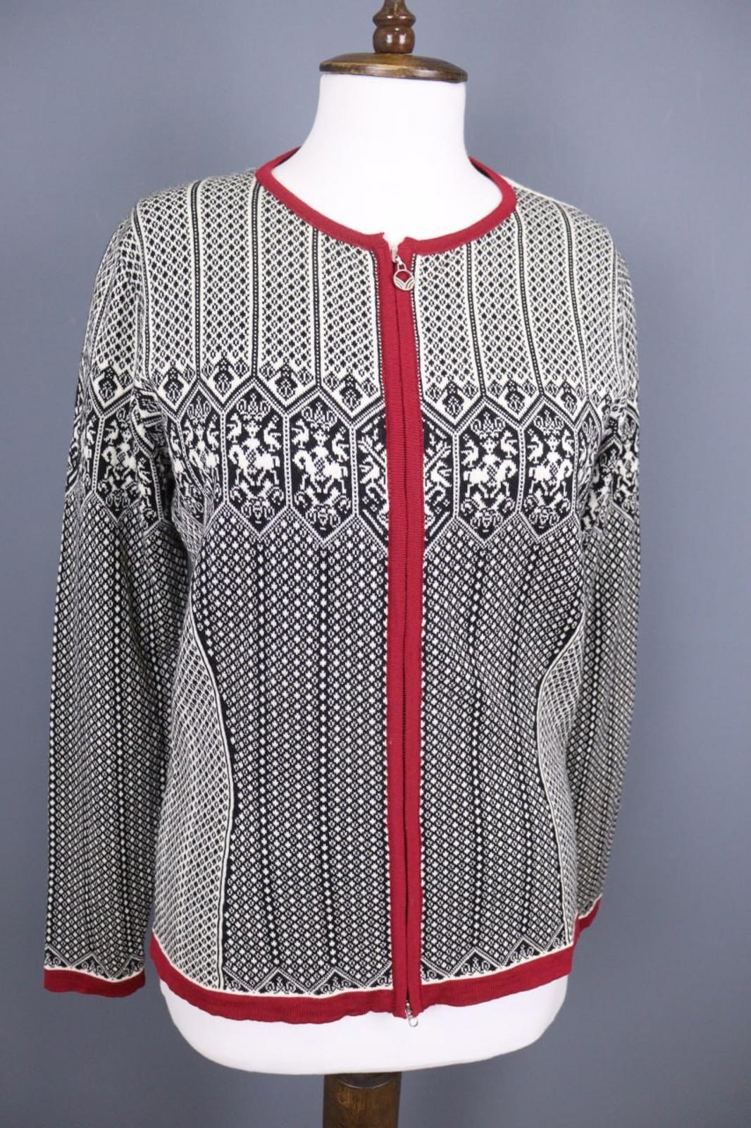 DALE OF NORWAY Multi 100% Wool Fair Isle Knit Crew Neck Full Zip Sweater – Size L