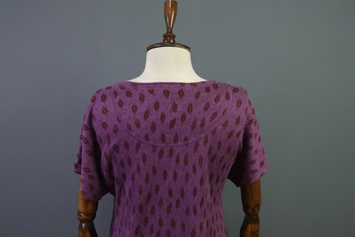 GUDRUN SJODEN Purple 100%Linen Round Neck Short Sleeve Sweater Dress – Size S