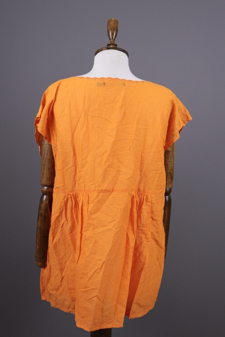 Gudrun Sjoden Orange Lagenlook Blouson Midi Tunic Dress – Size M