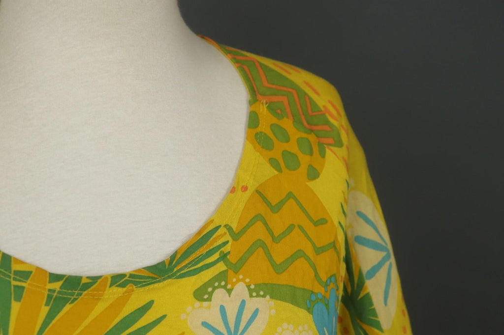 GUDRUN SJODEN Multicolor Floral 100% Modal Round Neck Pullover Shift Dress Sz M