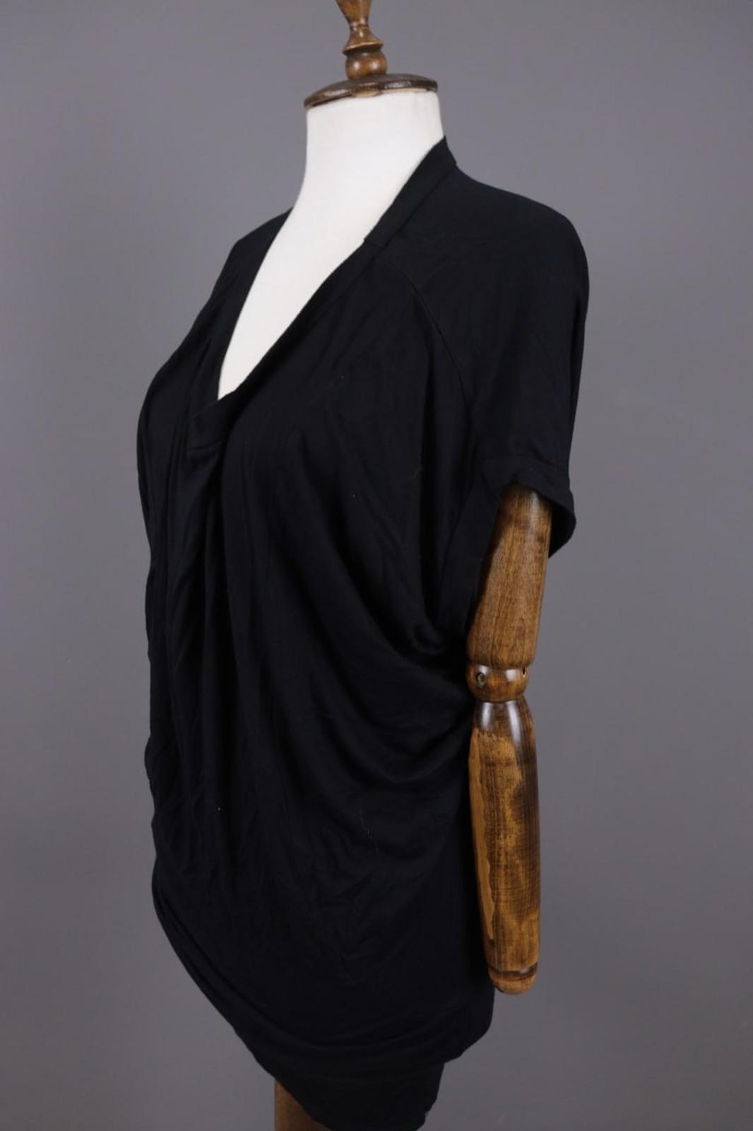 RUNDHOLZ Tunic Top Black Stretch Relaxed Cowl Neck Short Sleeve Pullover – Size L
