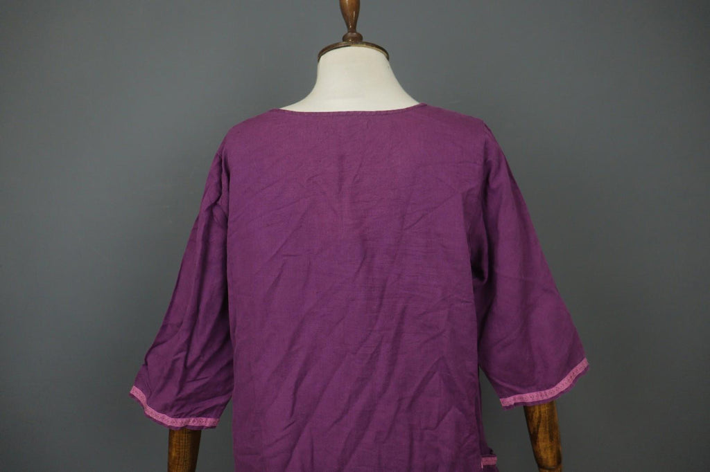 GUDRUN SJÖDEN Purple Cotton Long Sleeve V-Neck Pullover Tunic Dress – Size M