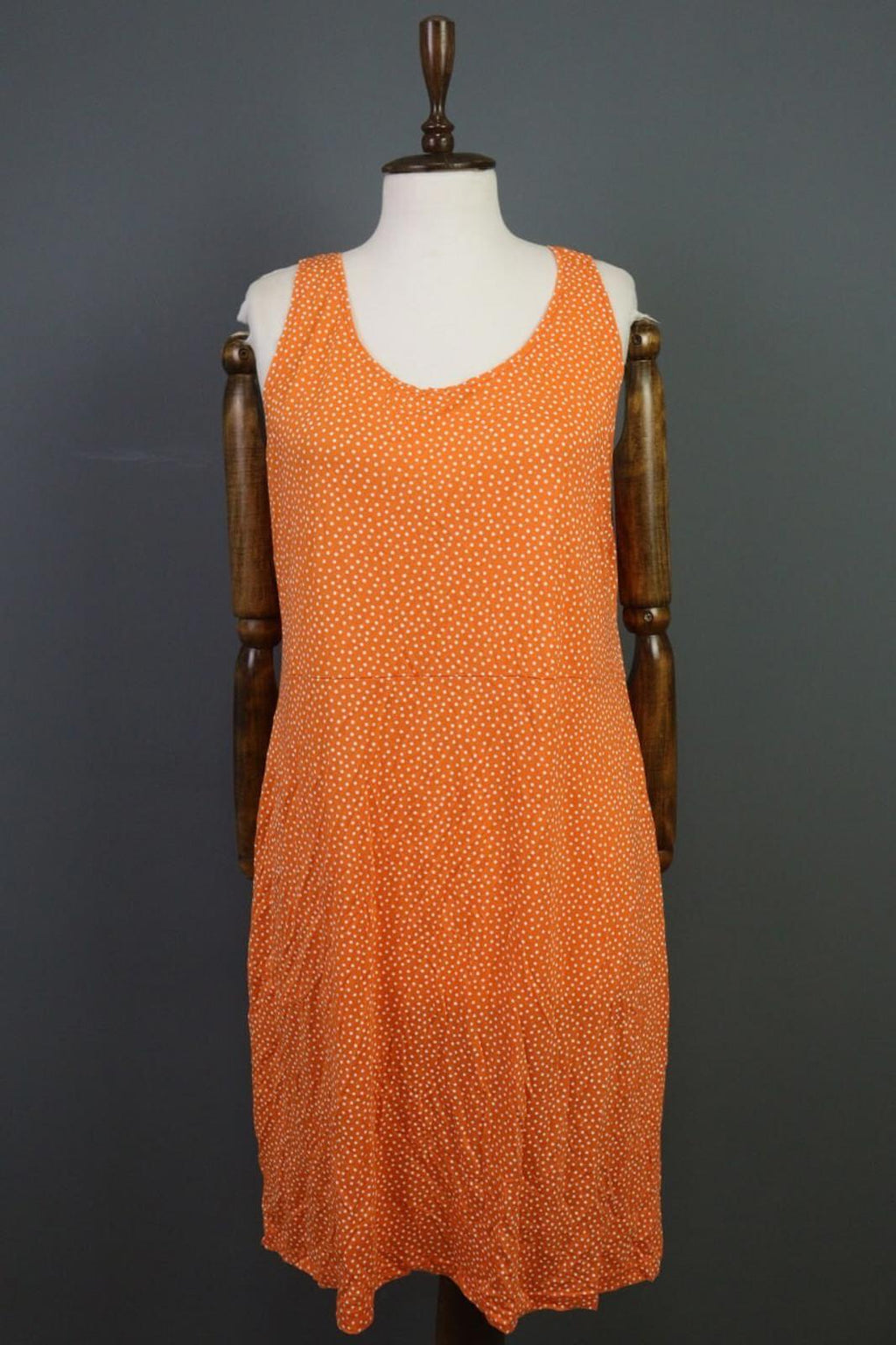GUDRUN SJODEN Orange Dotted Oversized Sleeveless A-Line Shirt Dress – Size L