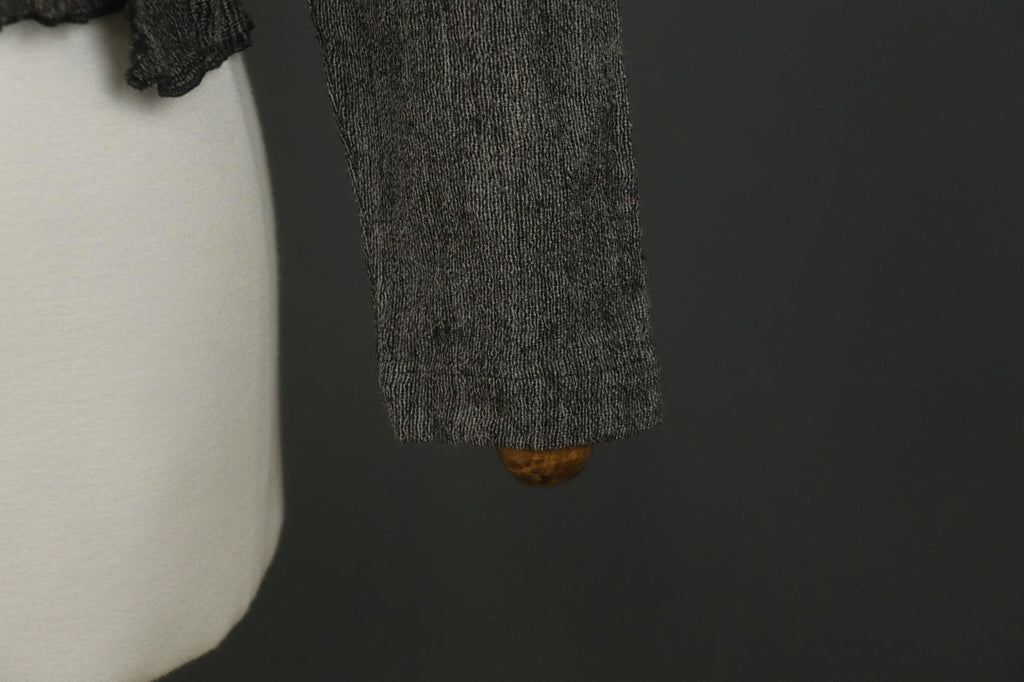 GRIZAS Gray 100% Wool Long Sleeve Knit Winter Ruffle Open Front Cardigan – Size S