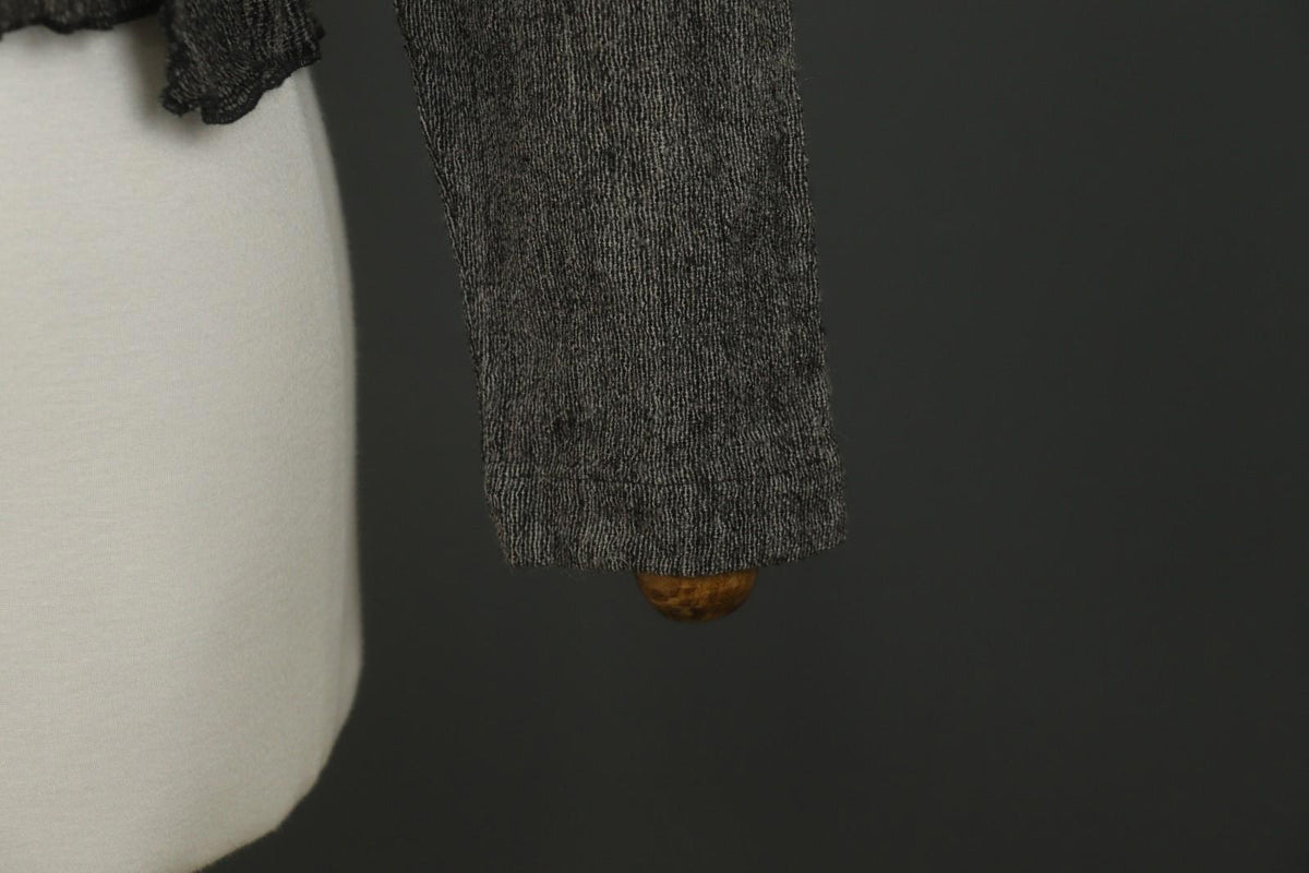 GRIZAS Gray 100% Wool Long Sleeve Knit Winter Ruffle Open Front Cardigan – Size S