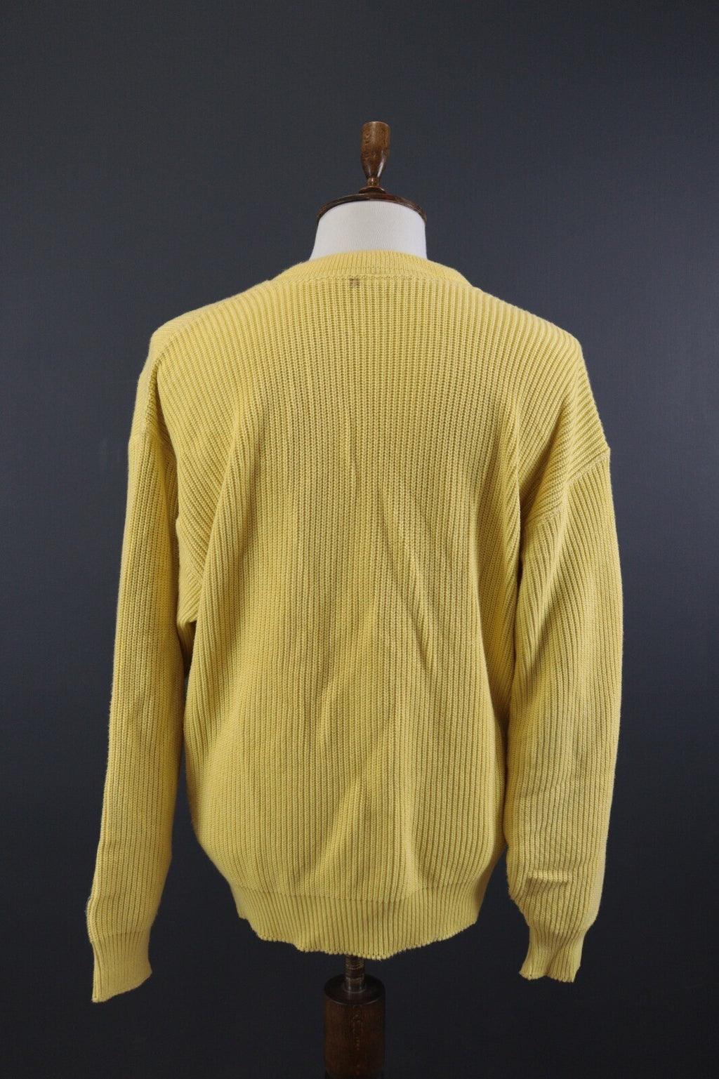Carlo Colucci Yellow Knit Ribbed V-Neck Wool Sweater – Size L-XL US 44 EU 554