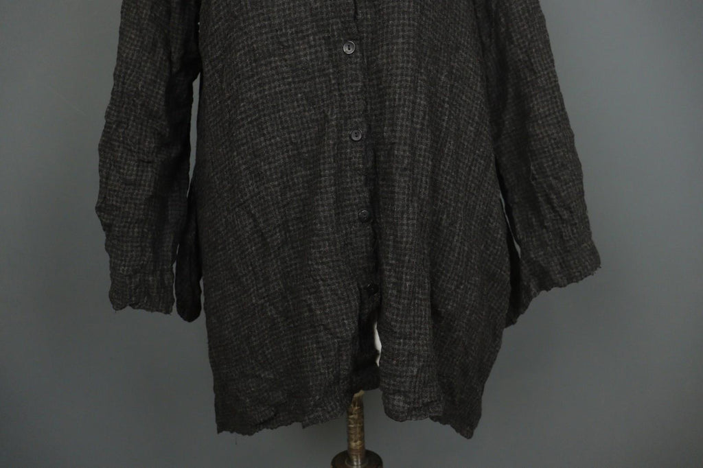 BARBARA LANG PARIS Black Crew Neck Long Sleeve Button Front Shirt Dress – Size M