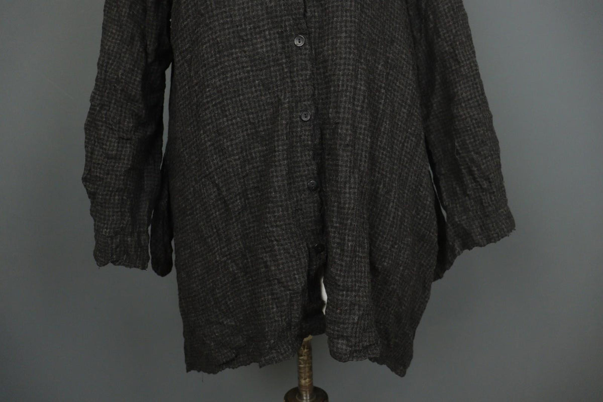 BARBARA LANG PARIS Black Crew Neck Long Sleeve Button Front Shirt Dress – Size M