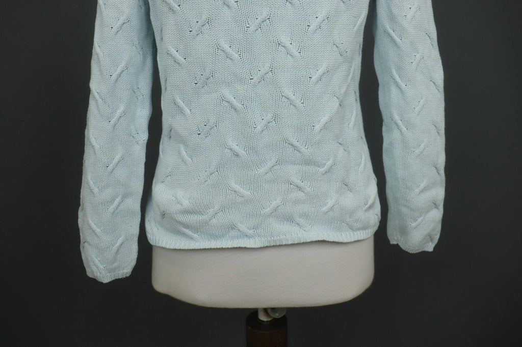 JOHNSTONES Blue Cotton Chunky Knit Long Sleeve Crew Neck Pullover Sweater – Size M