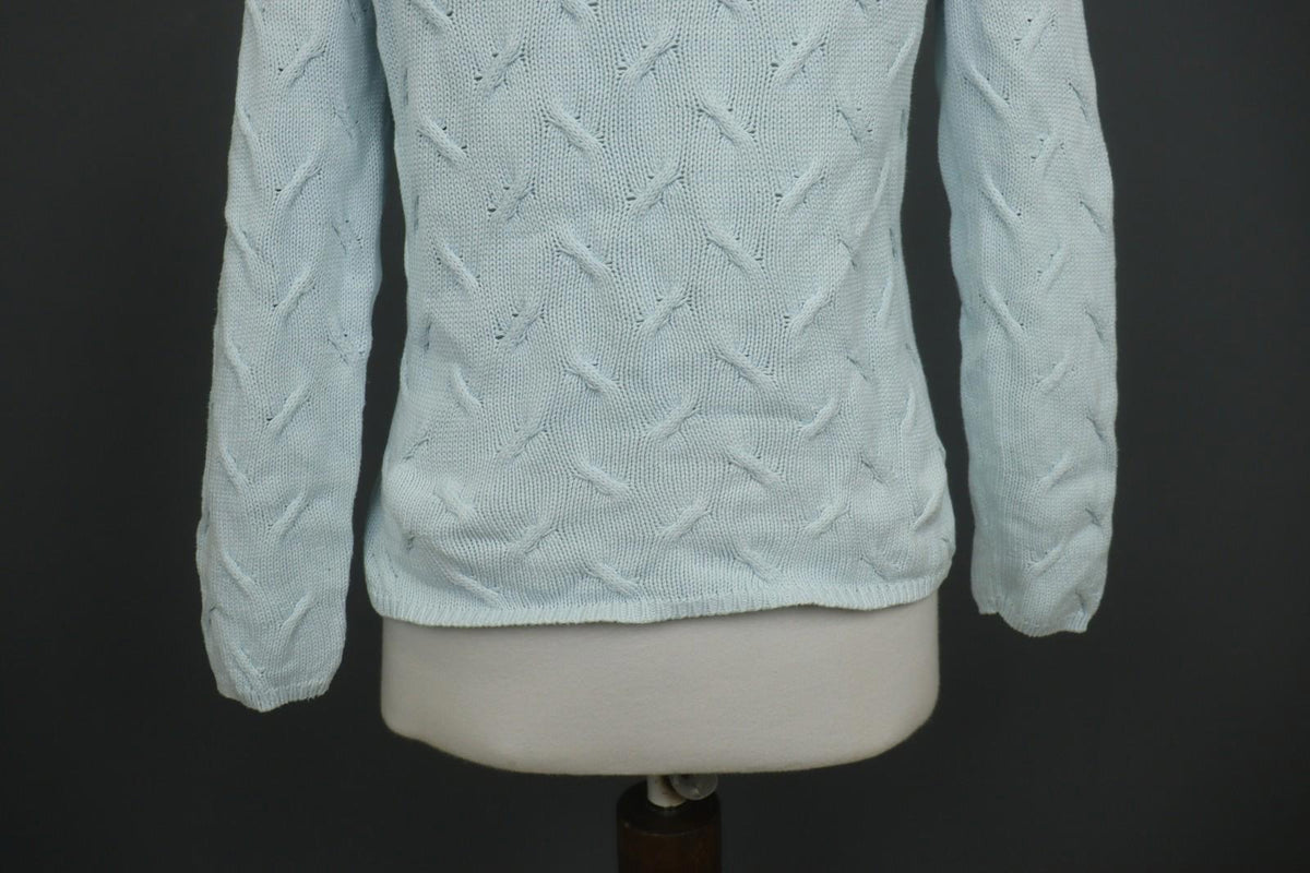JOHNSTONES Blue Cotton Chunky Knit Long Sleeve Crew Neck Pullover Sweater – Size M
