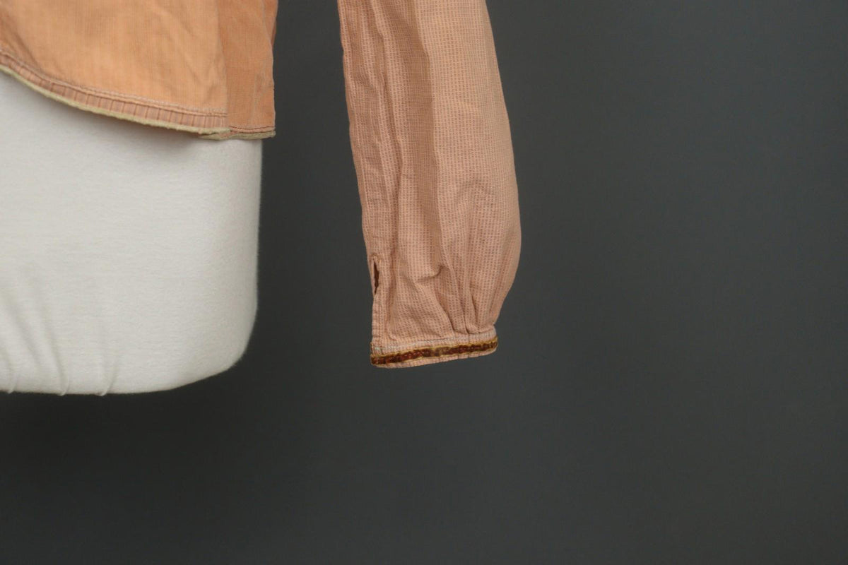 Marithé + François Girbaud Orange Cotton Long Sleeve Drawstring Blouse Top Sz 27