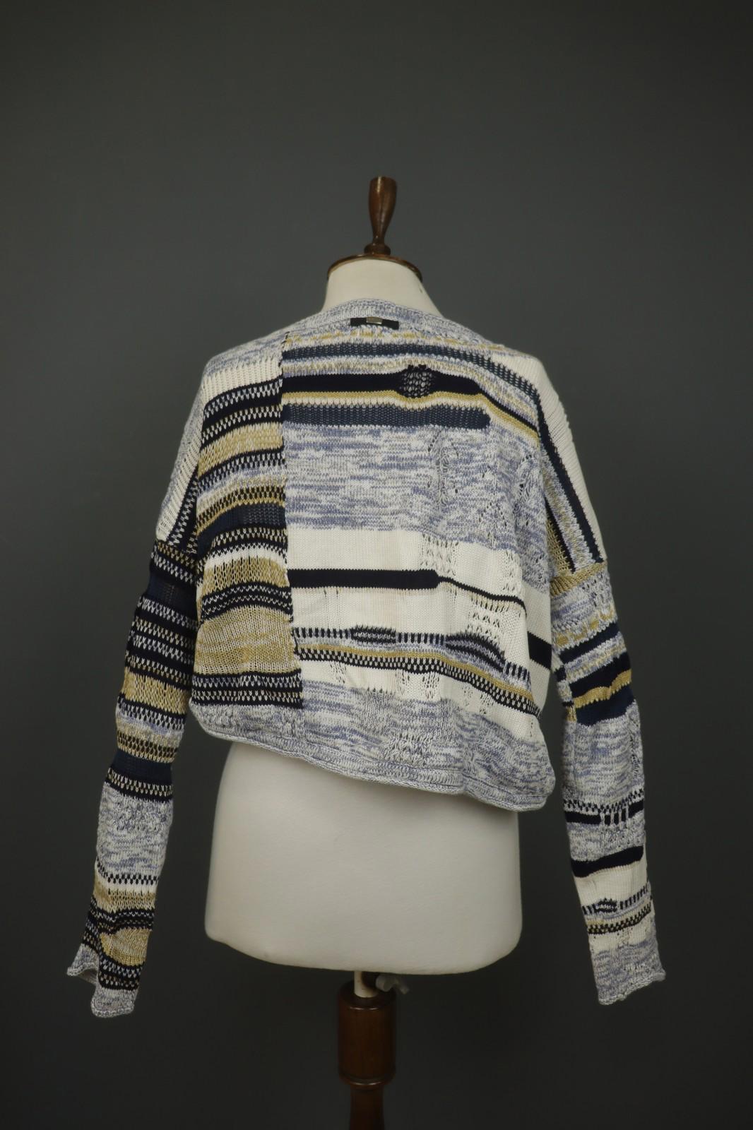 HIGH Multicolor Striped Cotton Knit Long Sleeve Regular Pullover Sweater – Size M