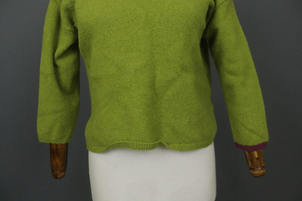 GUDRUN SJODEN Green 100% Wool Tight Knitted Crew Neck Pullover Sweater – Size L