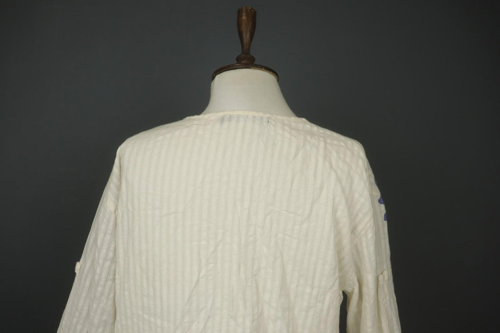 GUDRUN SJÖDEN Ivory Cotton Long Sleeve Tie Waist Button Front Shirt Dress – Size S