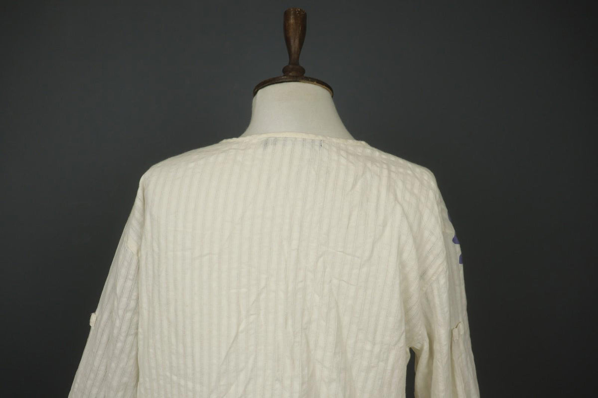 GUDRUN SJÖDEN Ivory Cotton Long Sleeve Tie Waist Button Front Shirt Dress – Size S