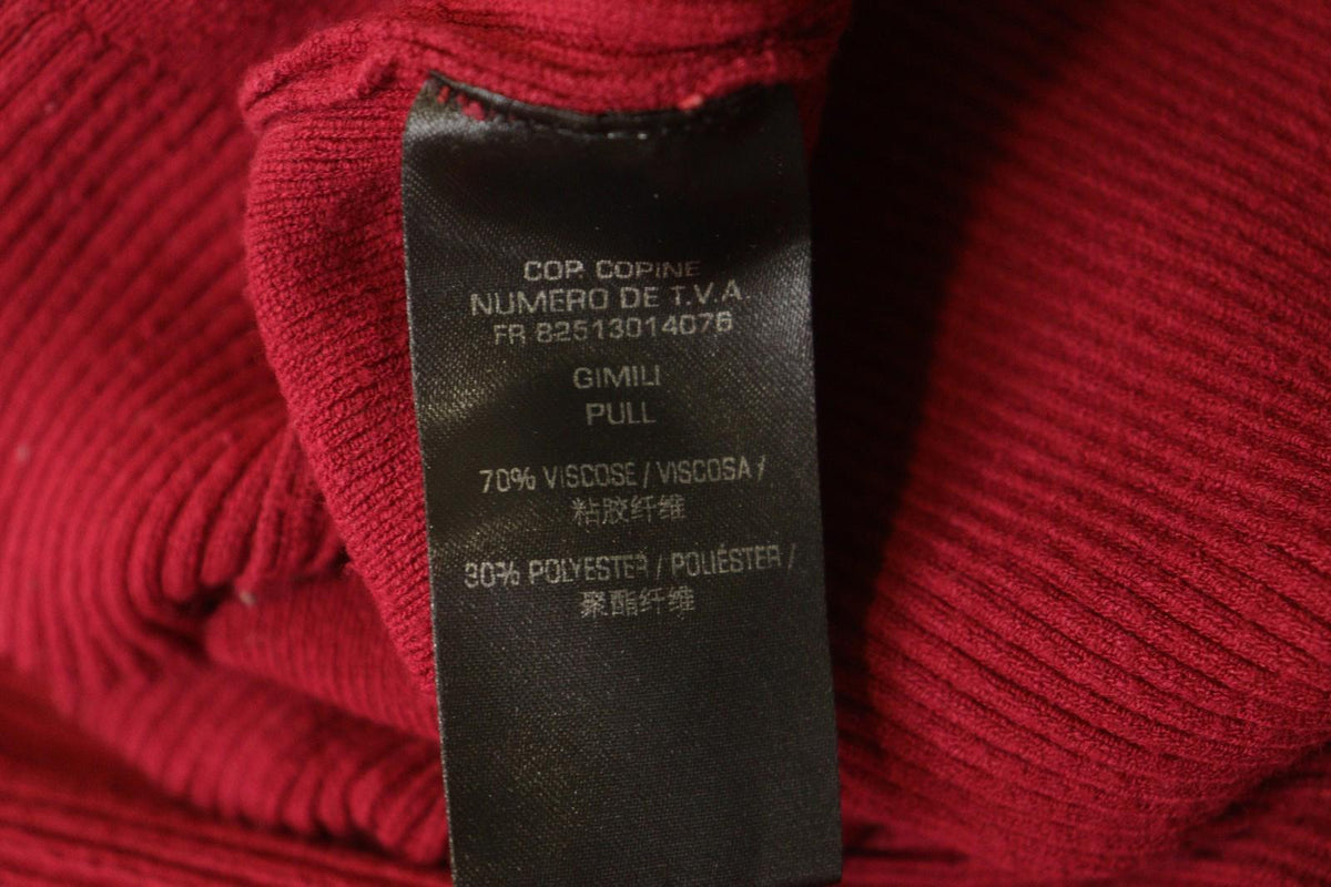 COP.COPINE Red Viscose Knitted Raglan Sleeve Mock Neck Pullover Sweater – Size M