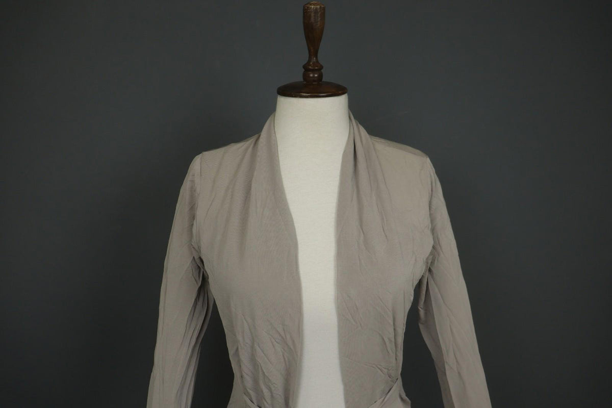 TRANSIT PAR-SUCH 114 Gray Viscose Knitted Long Sleeve Tie Front Cardigan – Size 2