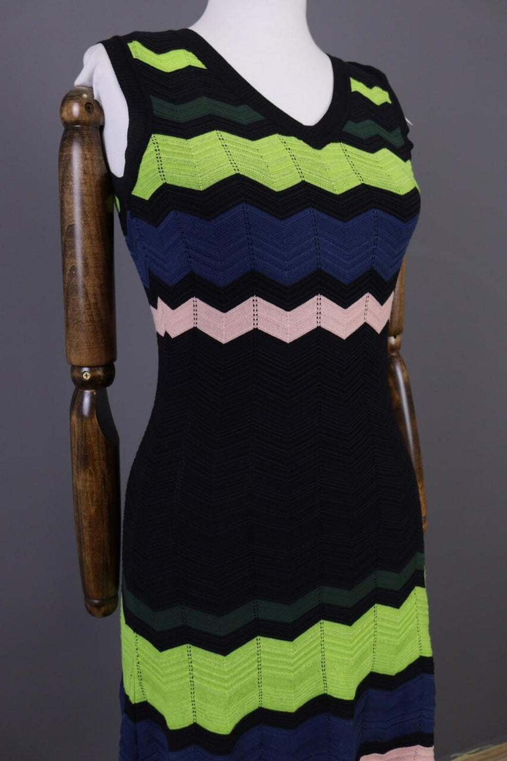 MISSONI Multicolor Striped Sleeveless Knit Bodycon Dress – Size 38