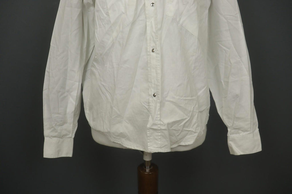 THIERRY MULGER White Long Sleeve Collared Flap Pockets Snap Button Shirt Sz M/L
