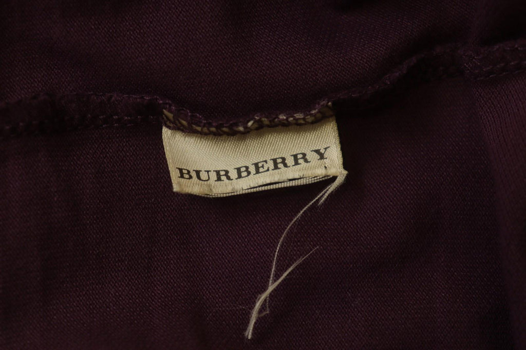 BURBERRY BRIT Burgundy Slim Fit Long Sleeve Collared Popover Polo Shirt – Size S