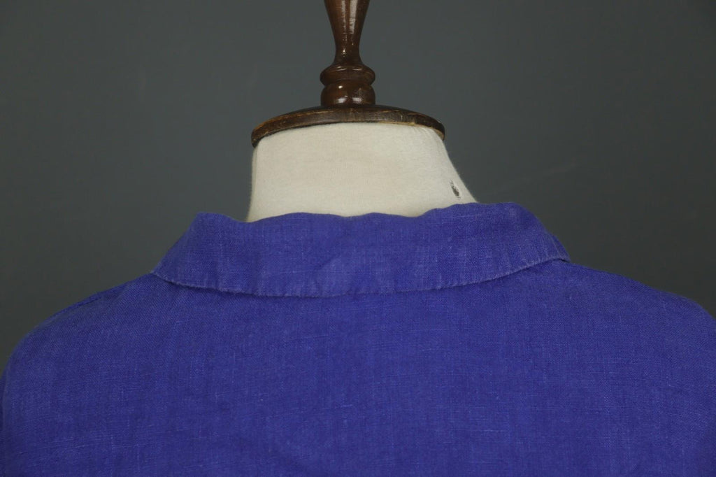 OSKA Blue 100% Linen Long Sleeve Collared Button Front Basic Jacket – Size 2
