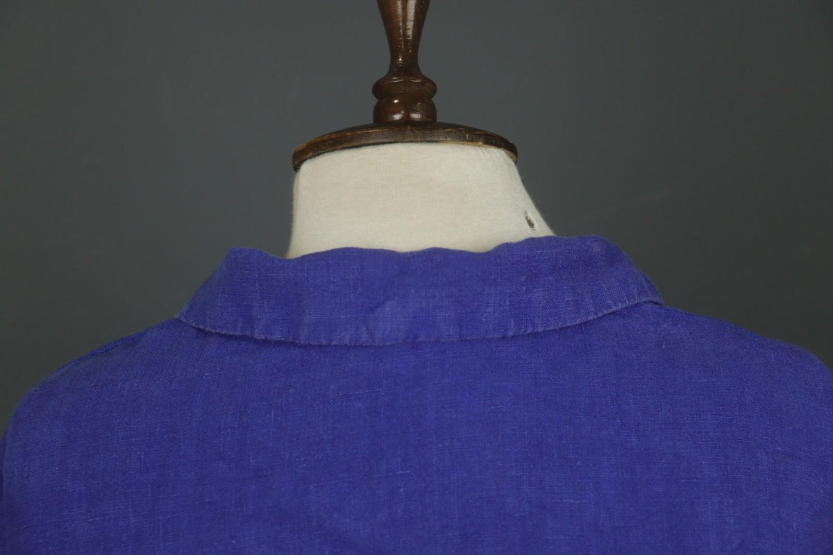 OSKA Blue 100% Linen Long Sleeve Collared Button Front Basic Jacket – Size 2