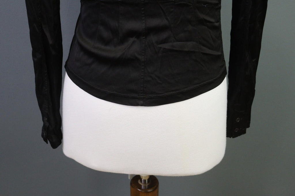 TRANSIT PAR SUCH Black Long Sleeve Button Down Rayon Cropped Top Shirt – Size 1