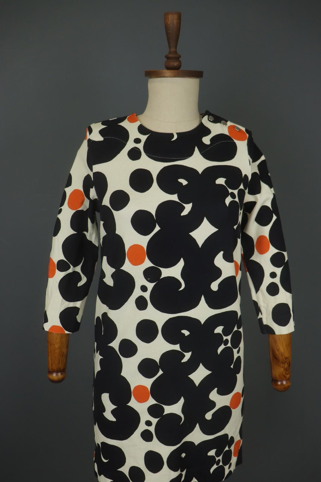 MARIMEKKO SIERRA Multi Patterned Viscose Snap Shoulder Sheath Dress – Size S