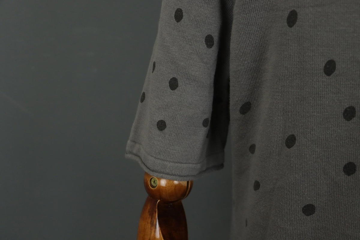 GUDRUN SJODEN Gray Cotton Polka Dot Long Sleeve Round Neck Shift Dress – Size M