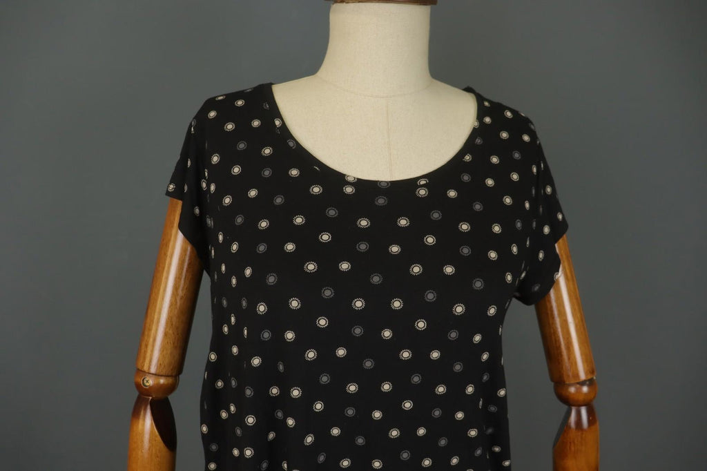 GUDRUN SJODEN Multi Polka Dot Short Sleeve Round Neck Pullover Blouse Top – Size M