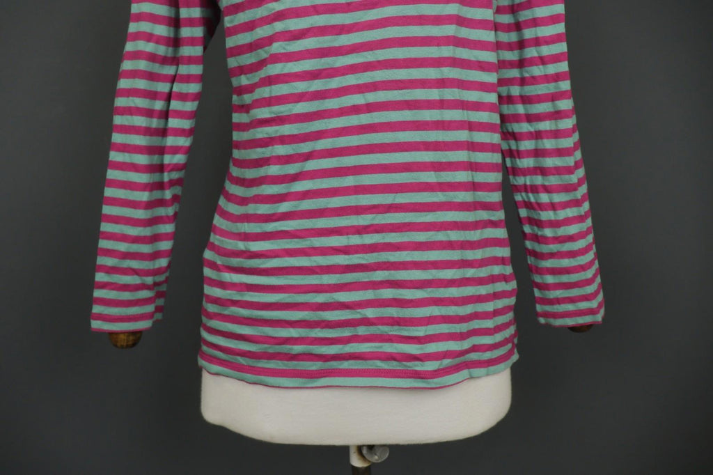 GUDRUN SJODEN Teal Pink Striped Casual Long Sleeve Pullover Blouse Top – Size S