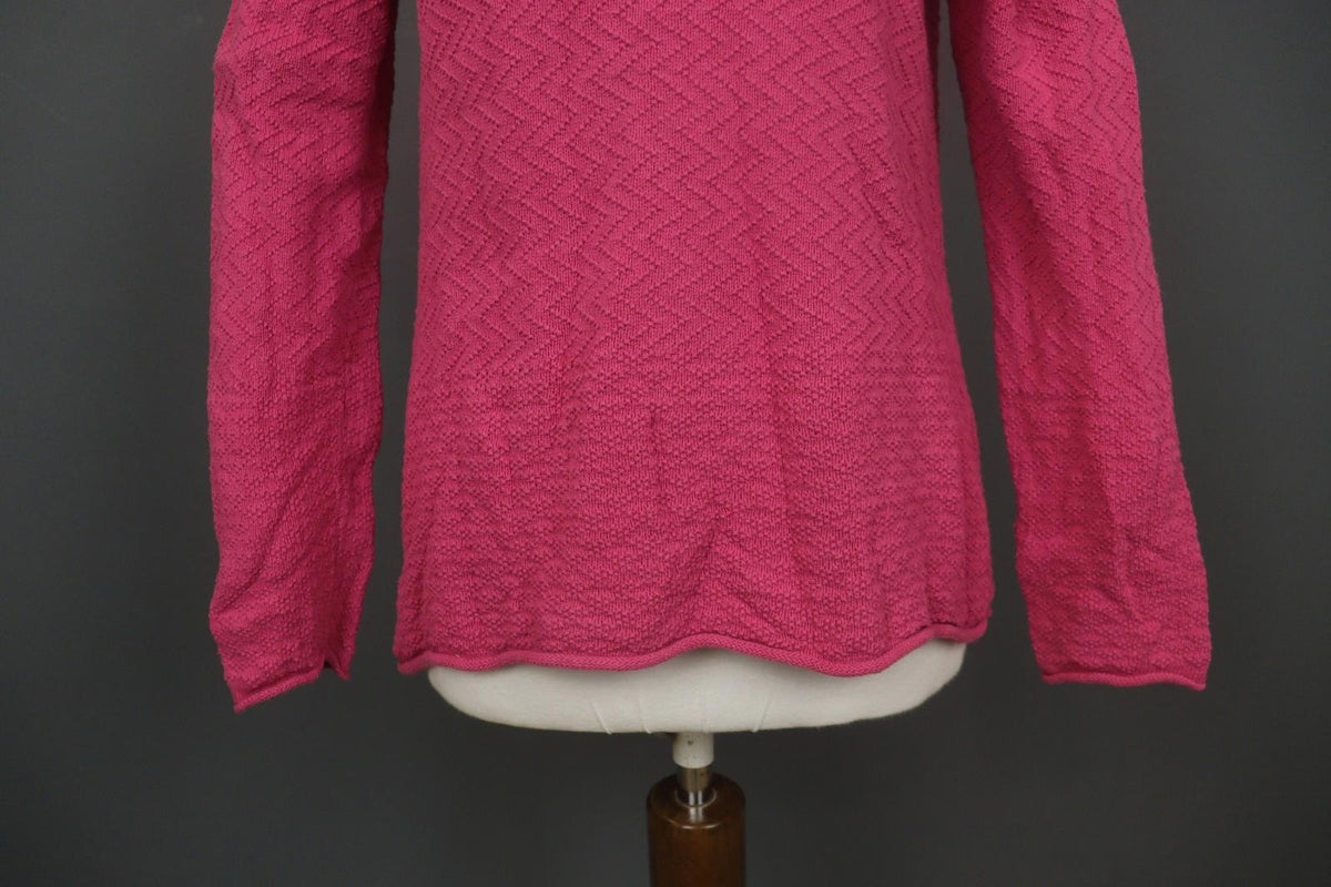 GUDRUN SJODEN Pink Cotton Knitted Long Sleeve Round Neck Pullover Sweater – Size S