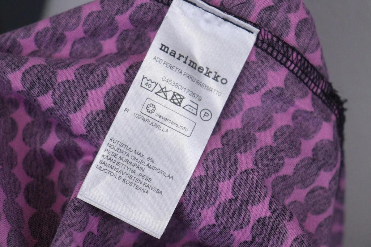 MARIMEKKO ADD PERETTA PIKKU RASYMATTO Purple Polka Dot Cotton Shift Dress Sz XS