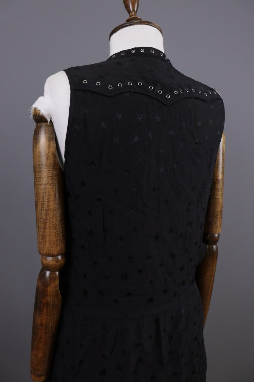 Zadig & Voltaire Deluxe Star Printed Sleeveless Black Tank Knee Length Dress