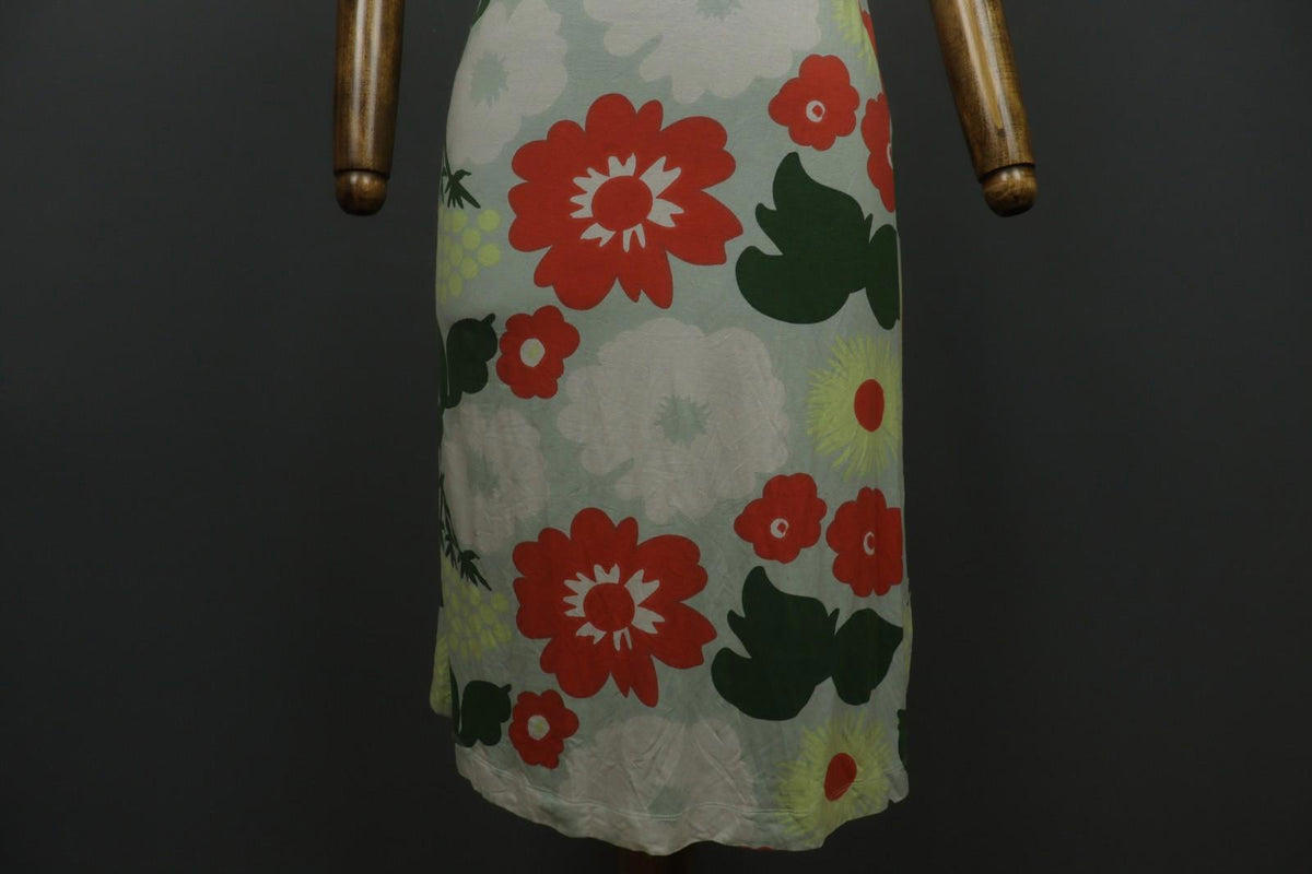 MARIMEKKO VIRRAN KUKKATORI Multi Floral Short Sleeve V-Neck Maxi Dress – Size S