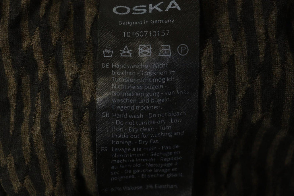 OSKA Brown Black Striped Viscose Blend Seersucker Long Sleeve Blouse Top – Size 1