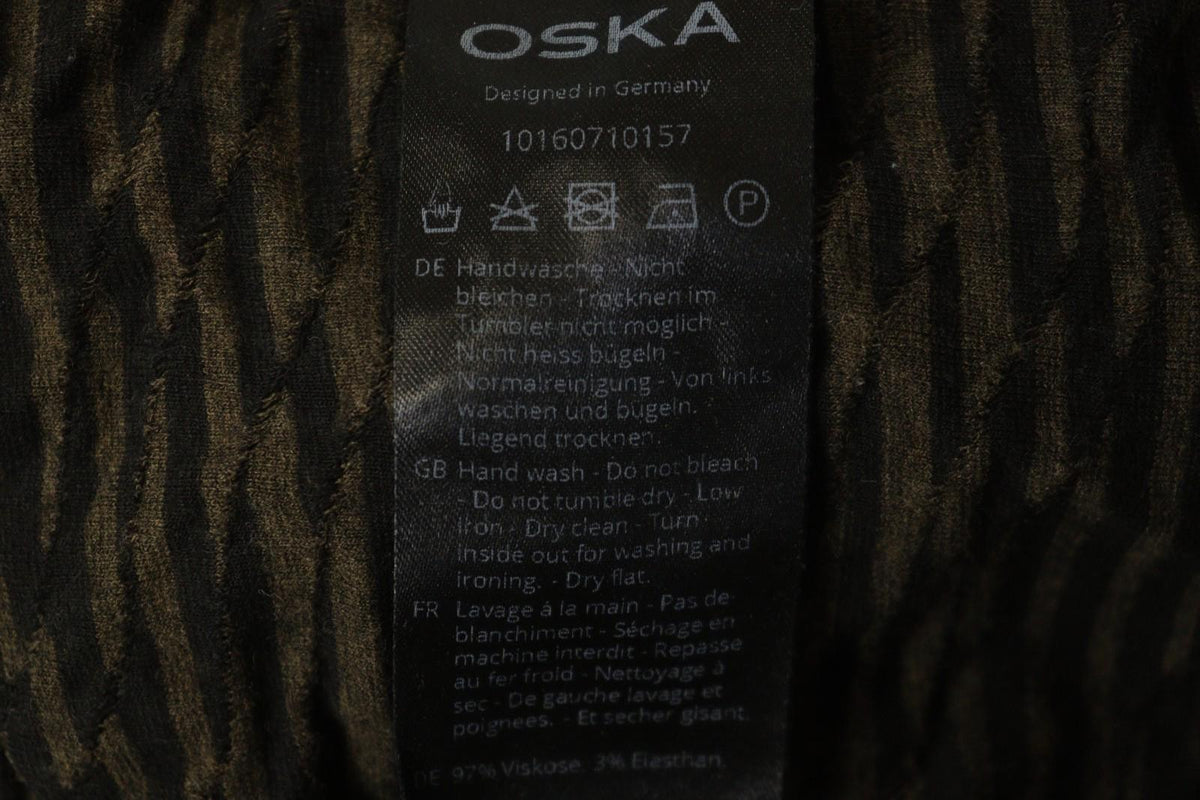 OSKA Brown Black Striped Viscose Blend Seersucker Long Sleeve Blouse Top – Size 1