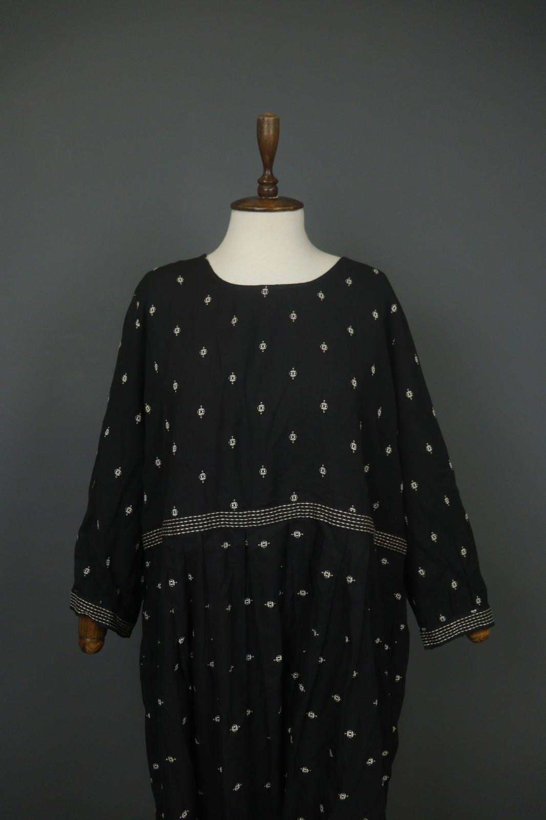GUDRUN SJODEN Black 100% Organic Cotton Long Sleeve Sheath Dress – Size M/L
