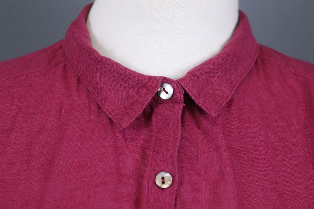 GUDRUN SJODEN Red Long Sleeve Button Front Shirt Dress – Size M