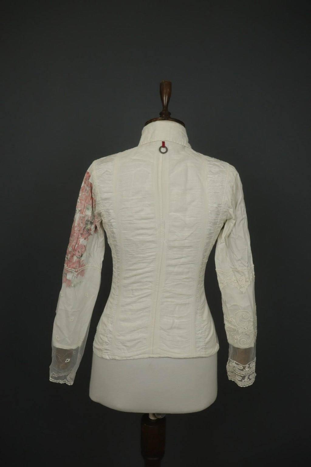 SAVE THE QUEEN White Floral Cotton Lace Long Sleeve Snap Button Shirt Top – Size S