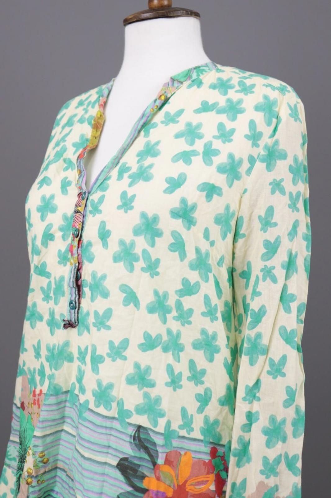 IVKO Green Floral Henley Lightweight Summer Blouse Shirt – Size 36