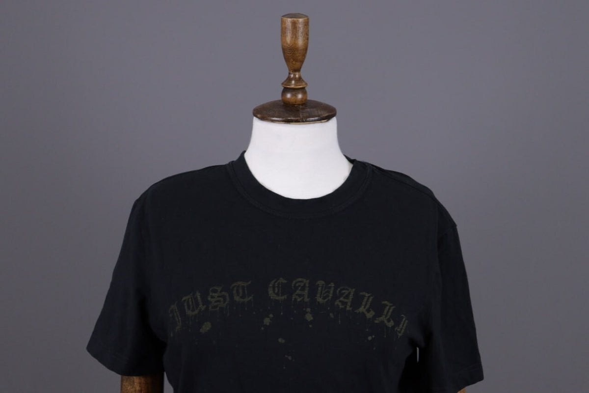 Just Cavalli Black Big Logo Black Short Sleeve T-Shirt – Size L
