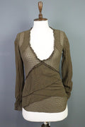 TRANSIT PAR SUCH Brown Mesh Silk Wrape Long Sleeve Top Blouse Shirt – Size 1