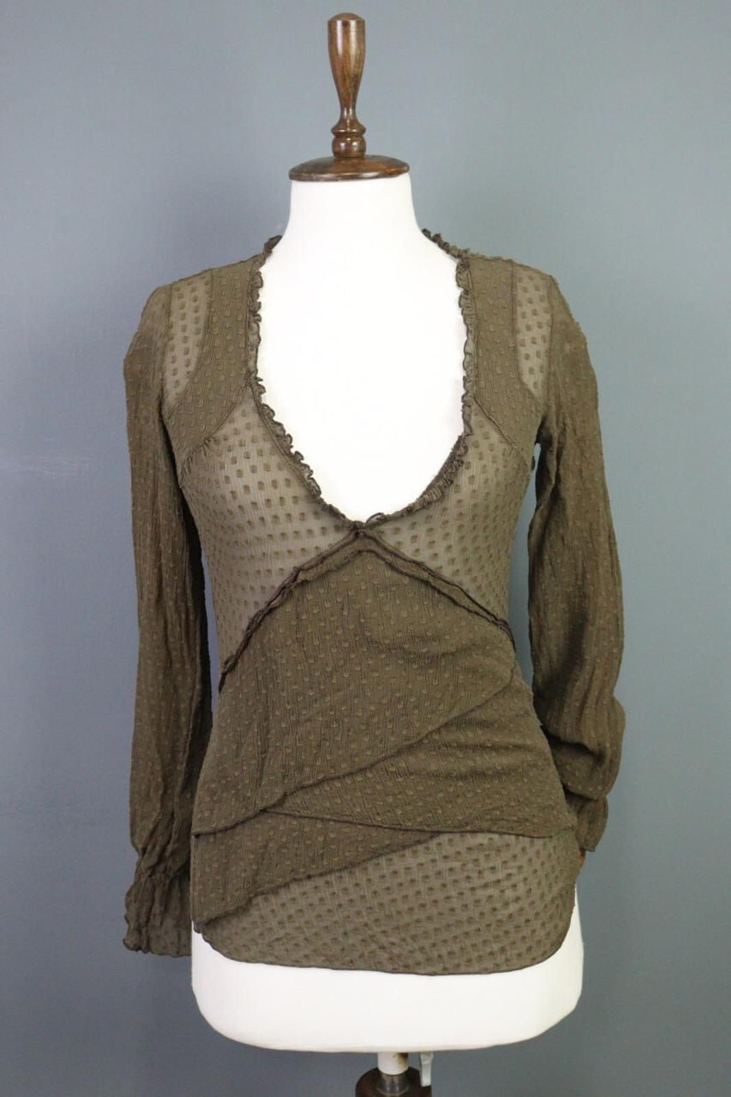 TRANSIT PAR SUCH Brown Mesh Silk Wrape Long Sleeve Top Blouse Shirt – Size 1