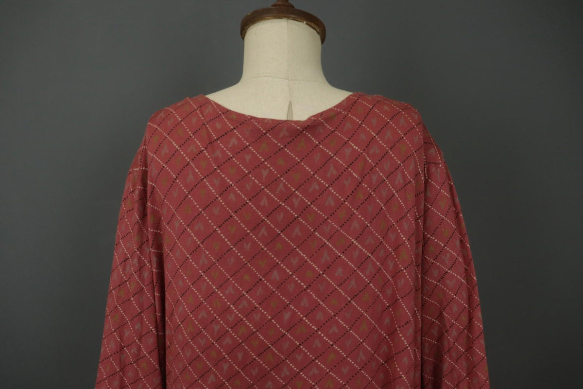 GUDRUN SJODEN Multicolor Geometric Long Sleeve Round Neck Shift Dress – Size XXL