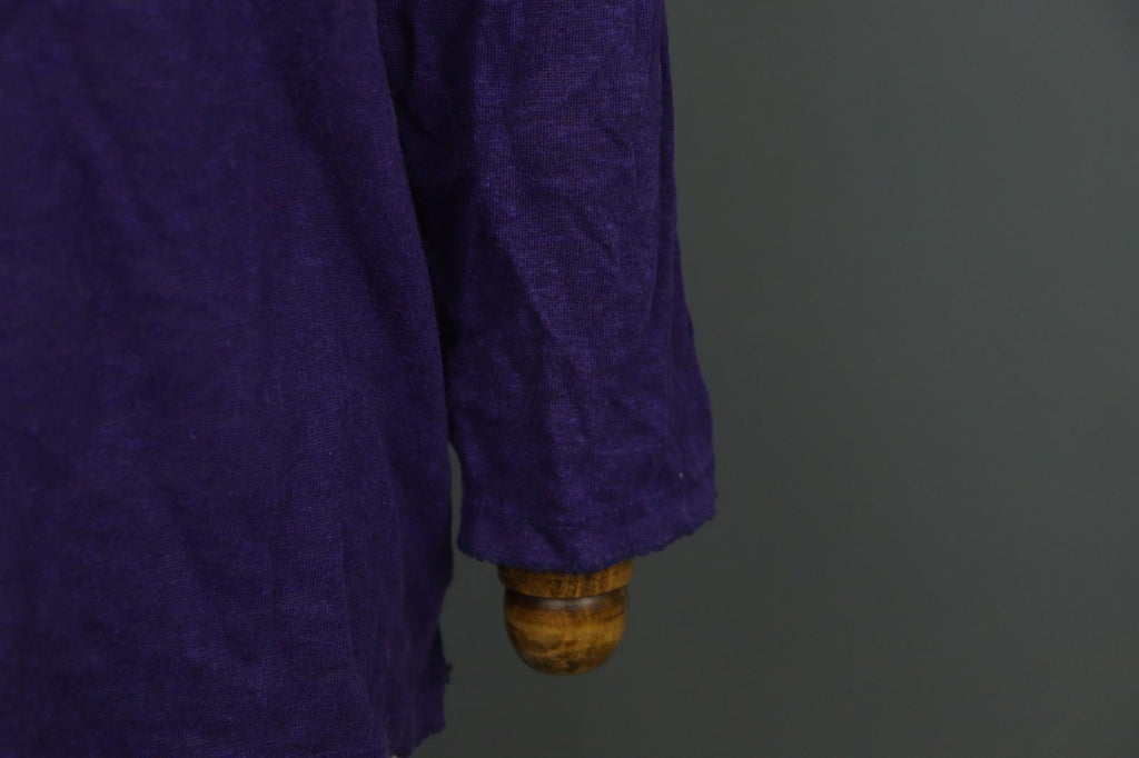 GUDRUN SJODEN Purple 100% Linen Stretch Round Neck Button Front Shirt Top – Size L